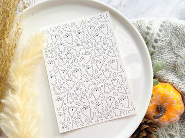 1 Sheet, Approx 13x90cm, Ghost Halloween Themed Water Decal Image Transfer for Polymer Clay / Ceramics